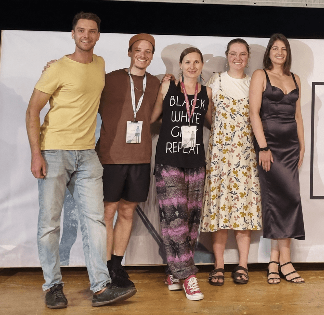 Finch with a group of people at a community event