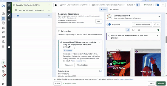 Building an ad creative inside Meta Ads Manager